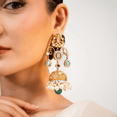 Aqua heirloom jhumkas